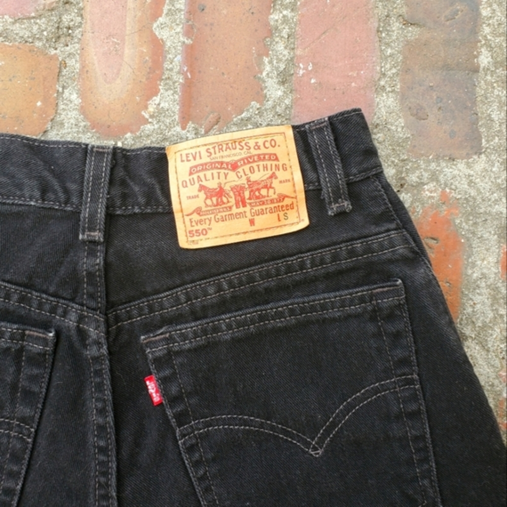 Levi's High Waisted Shorts Vintage Black Denim